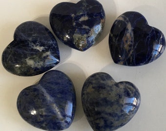 Sodalite Gemstone Puffy Heart, 45mm, Spiritual Stone, Healing Stone, Healing Crystal, Chakra