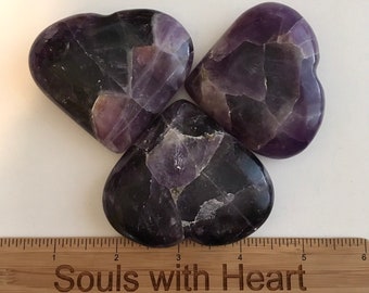 Amethyst Gemstone Hearts, truly amazing and beautiful! Protective and calming, help dispel anger, rage, fear and anxiety, Positive energy