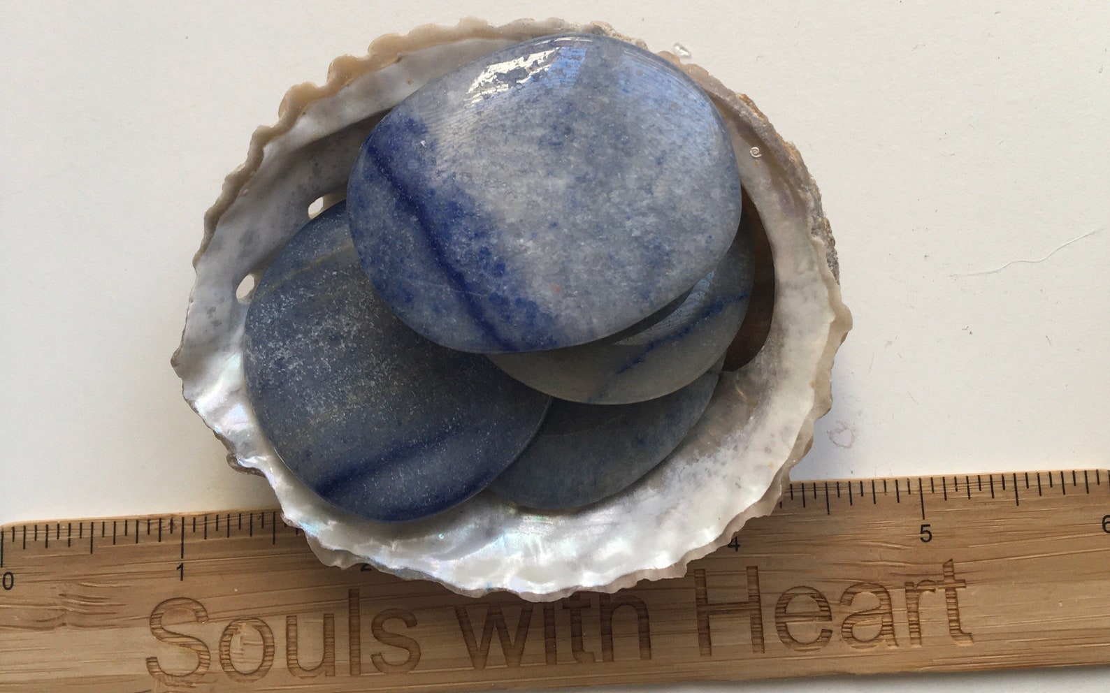 Blue Quartz Smooth Flat Tumbled Stone Healing Crystal Etsy