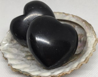 Shungite Puffy Gemstone Heart, Healing Stones, Healing Crystal, Chakra Stones, Spiritual Stone, Small Stone