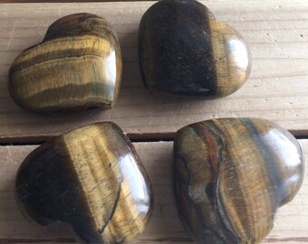 Tiger's Eye Gemstone Puffy Heart, Healing Stone, Healing Crystals,Chakra Stone, Spiritual Stone