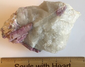 Rubellite Pink Tourmaline with Lepidolite Quartz Natural Stone,Display Piece, Healing Stone, Healing Crystal