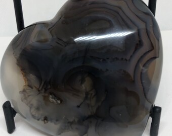 Dendrite Agate Fugere Crystal Polished Heart, Stone of Plenitude and Abundance, Aligns Chakras, Healing Crystal, Healing Stone