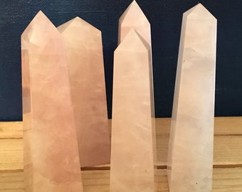 Rose Quartz Crystal Tower, Crystal point, 4 sided, free standing, Love Stone,Healing Stone, Healing Crystal, Chakra  Stone, Spiritual Stone