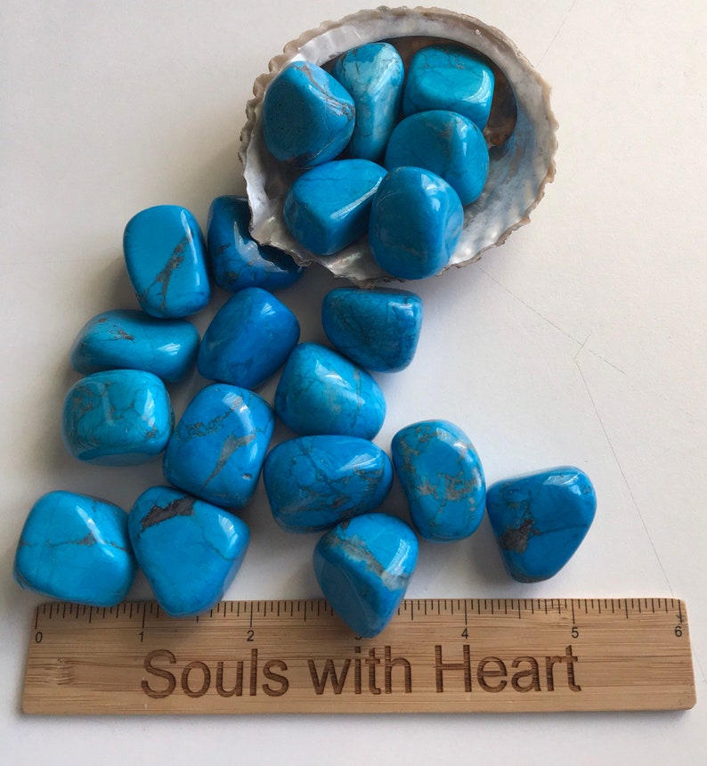 Howlite large tumbled stone, Blue Howlite, Calming Stone, Healing Stone, Meditation, Healing Crystal, Chakra Stone, Spiritual Stone image 2