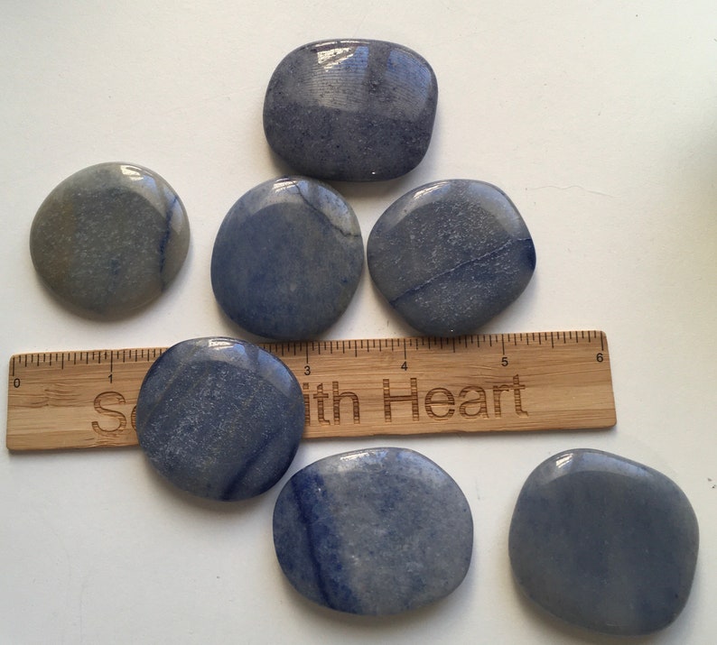 Blue Quartz Smooth Flat Tumbled Stone Healing Crystal Etsy
