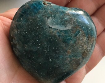 Apatite Gemstone Heart, Blue Apatite, Polished Crystal Heart, Healing Stone, Healing Crystal