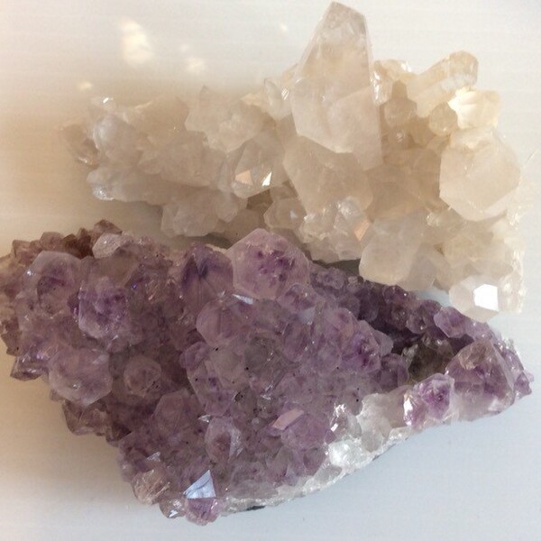 Healing Crystals and Stones, Amethyst and Clear Quartz Crystals
