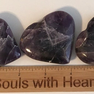 Amethyst Gemstone Hearts, truly amazing and beautiful! Protective and calming, help dispel anger, rage, fear and anxiety, Positive energy