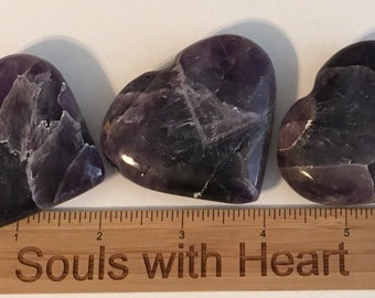 Amethyst Gemstone Hearts, truly amazing and beautiful! Protective and calming, help dispel anger, rage, fear and anxiety, Positive energy
