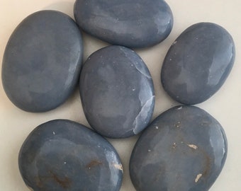 Angelite Palm Stone, Stone of Awareness, Peaceful, Angelic, Healing Crystals and Stones