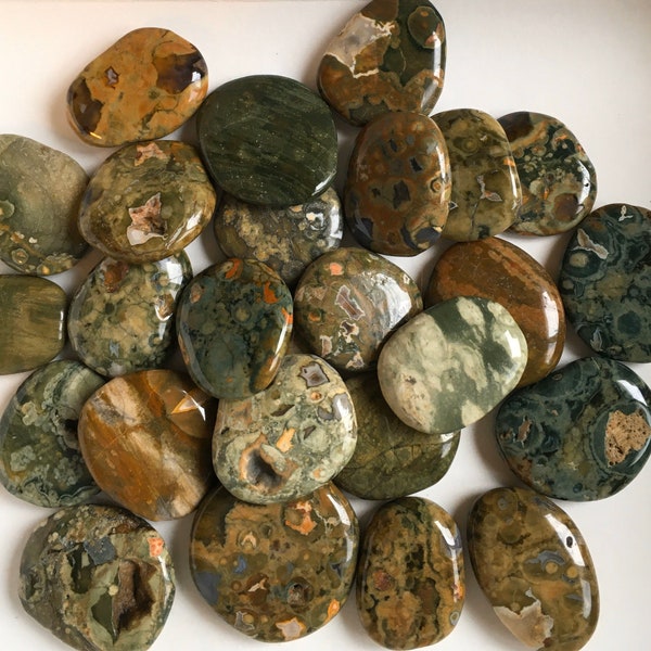 Rhyolite Small Palm Stones, Rain forest Jasper, Healing Stone, Soul Stone, Healing Crystal, Chakra Stone, Spiritual Stone