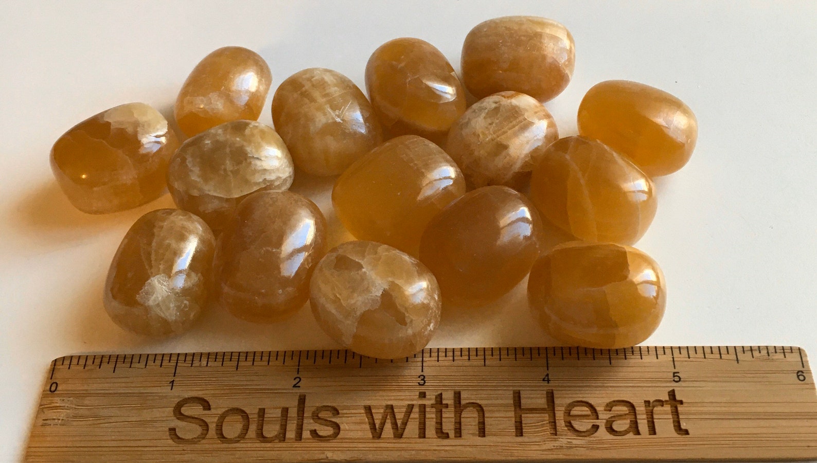 Honey Calcite Tumbled Stone, Golden Honey Calcite, Citrine Color ...