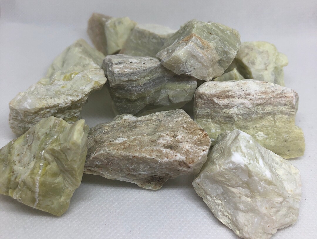 Serpentine Raw Natural Stone, Yellow Serpentine Natural Stone, Infinite