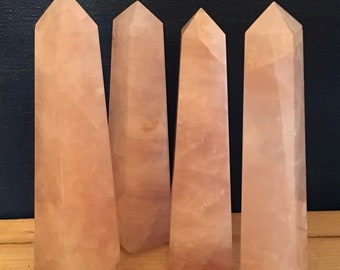 Rose Quartz Crystal Tower, Crystal point, 4 sided, free standing, Love Stone,Healing Stone, Healing Crystal, Chakra  Stone, Spiritual Stone