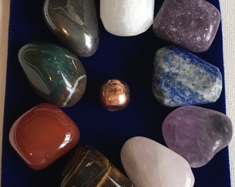 Chakra Premium Set, 9 Large Chakra Stones, Healing Stone, Healing Crystal, Spiritual Stone, Meditation, Tumbled stone