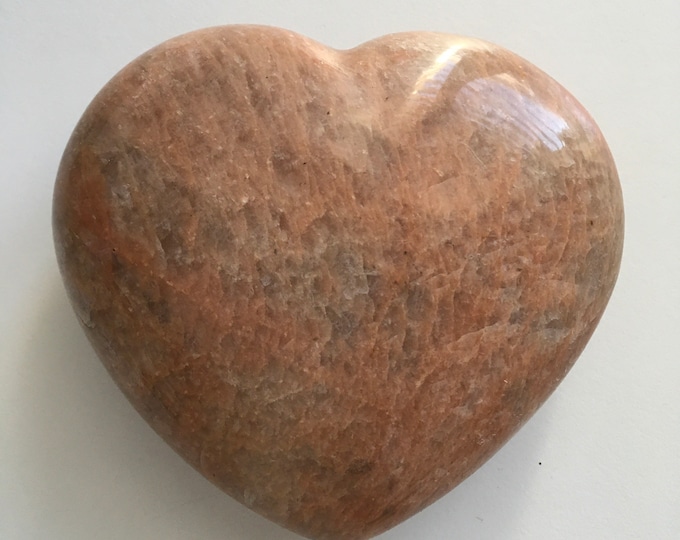 Featured listing image: Moonstone Gemstone Heart, 95mm, New beginnings Stone, Healing Crystal, Spiritual Stone, Meditation