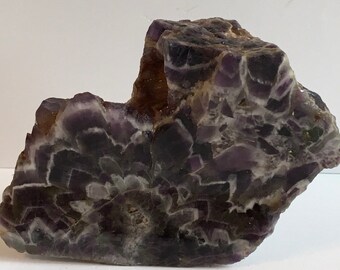 Chevron Flower Amethyst stone with one natural and one polished side,Healing Crystal, Healing Stone, Spiritual Stone, Chakra Stone