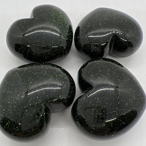 Green Goldstone Puffy Heart, 45mm, Healing Stone, Healing Crystals,Chakra Stone, Spiritual Stone