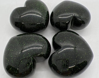 Green Goldstone Puffy Heart, 45mm, Healing Stone, Healing Crystals,Chakra Stone, Spiritual Stone