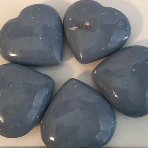 Angelite 50mm gemstone heart, Stone of Awareness, Peaceful, Angelic, Healing crystals and stones, Spiritual Stone, Meditation, Tumbled stone