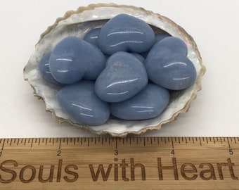 Angelite Heart, Stone  of Awareness, Peaceful, Angelic, Healing Crystal, Spiritual Stone, Meditation, Tumbled stone