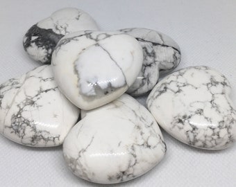 Howlite puffy heart, Calming, teaches patience, Healing Stone, Healing Crystal, Chakra Stone,Spiritual Stone, Meditation Stone