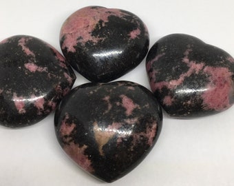 Rhodonite Gemstone Puffy Heart, Healing Stone from Brazil, Healing Crystal,Chakra Stone, Spiritual Stone