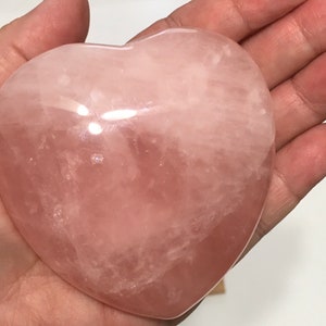 Rose Quartz Gemstone Heart, 3 &quot;Flat Heart, Healing crystals and stones,  Stone of Love, Spiritual Stone, Meditation,Chakra Stone