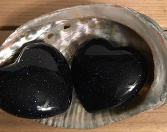 Blue Goldstone Puffy Heart, 45mm, Healing Stone, Healing Crystals,Chakra Stone, Spiritual Stone