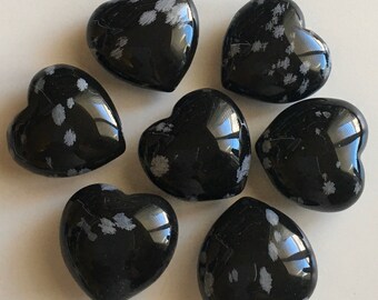 Snowflake Obsidian Gemstone Puffy Heart, 45mm, Purity Stone, Healing Stone, Healing Crystal, Healing Stone, Gemstone Stone, Spiritual Stone