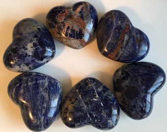 Sodalite Large 3" Puffy Gemstone Heart, Spiritual Stone, Healing Stone, Healing Crystal, Chakra