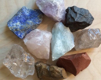 Raw Stone Chakra Set, 9 Chakra Stones, Healing Stone, Healing Crystal, Spiritual Stone, Meditation