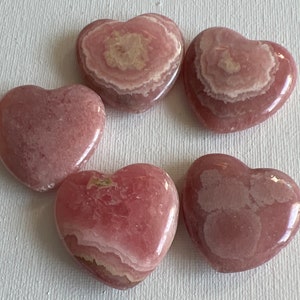 Rhodochrosite Pocket Heart (20mm) Rhodochrosite A-AA Tiny Gemstone Heart, Selfless love and Compassion Stone