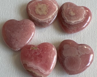 Rhodochrosite Pocket Heart (20mm) Rhodochrosite A-AA Tiny Gemstone Heart, Selfless love and Compassion Stone