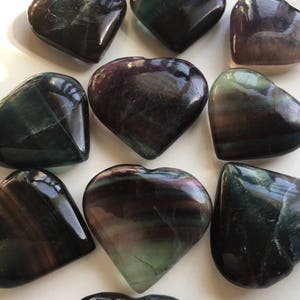 Fluorite Hearts, Healing Stone, Protective,Grounding,Stabilizing, Spiritual Stone, Meditation, Tumbled Stone, Chakra Stone