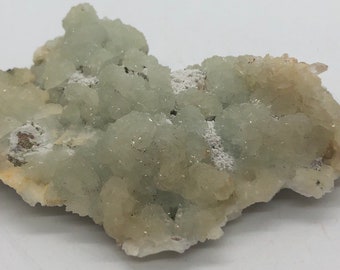 Prehnite Natural Raw Stone, Prehnite Specimen with Quartz and Epidote from Tafelkop Namibia, Healing crystals and Stones