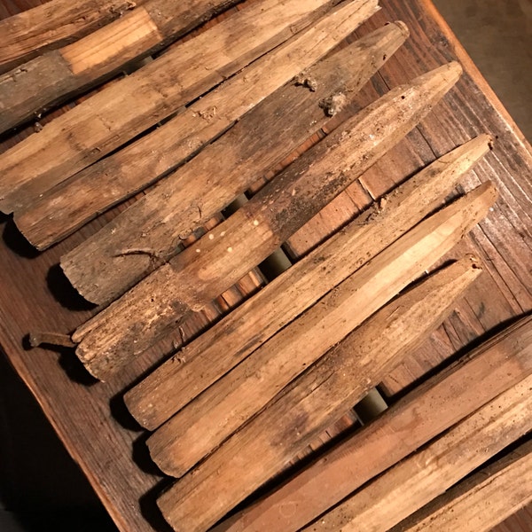 12 Old OAK Barnwood PEGS Handmade Wooden Antiques Pounded out of the Wolf Hill Barn, a Pennsylvania Bank Barn, when it was being dismantled