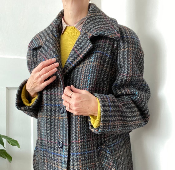Vintage Tweed Coat, Wool Coat, Checked Coat, Vinta