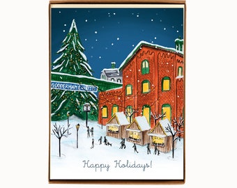 Set of 8 cards - Holiday Cards - Toronto-themed - Distillery District - Christmas Market - happy holidays