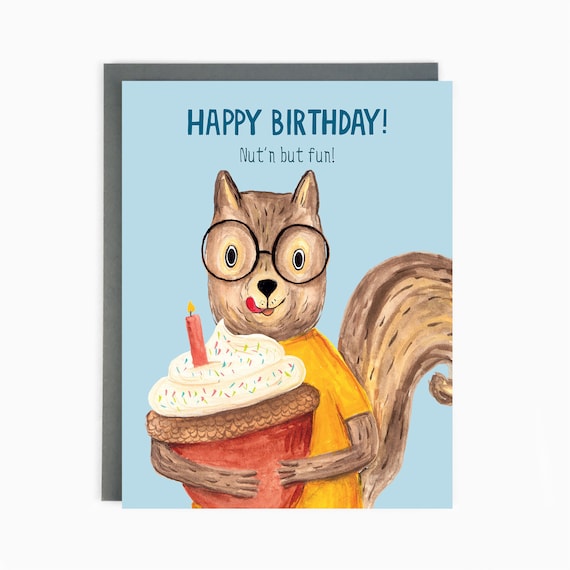 Ecureuil Danniversaire Joyeux Anniversaire Nutn Mais Etsy Canada