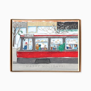 Set of 8 Toronto Streetcar Holiday Cards image 1