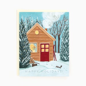 Holiday Cards - Cozy Cottage - happy holidays - winter - outdoor - nature / HLY-COTTAGE