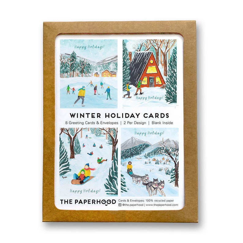 Assorted Set of 8 'Winter Nature' Holiday Greeting Cards image 6