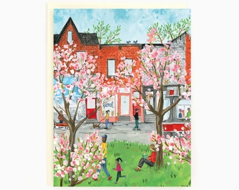 Toronto Queen Street West Spring Card - Toronto Themed Greeting Card