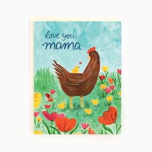 Je t'aime, maman - maman et poussin - fête des mères Carte de vœux