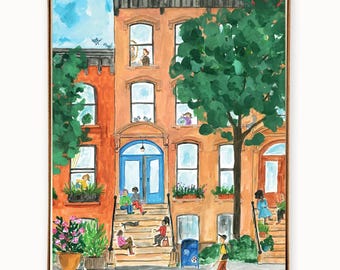 Set of 8 New York City Brownstones Summer cards