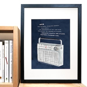 PRINT of original art - Radio - CBC radio Time Signal quote - The beginning of the long dash...  - print of a gouache painting