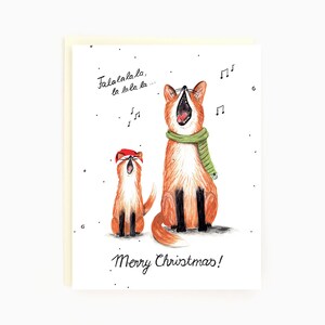 Cartes de vacances - cartes de Noël - renard chantant - joyeuses fêtes - joyeux Noël / HLY-FOX