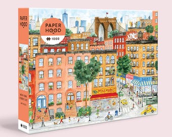 New York Street Life Puzzle - 1,000 Pieces, Brooklyn street scene hand-painted